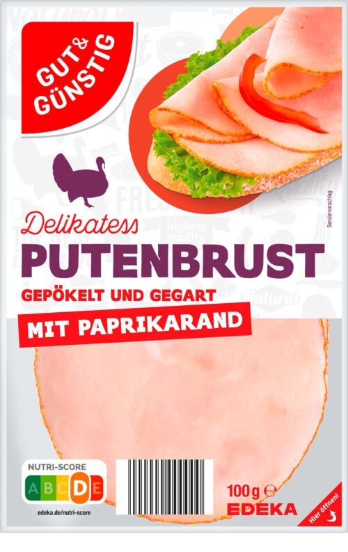 Gut & Günstig Putenbrust mit Paprikarand 100g