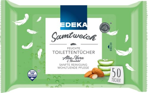 EDEKA Samtweich Feuchte Toilettentücher Aloe vera 50 Blatt