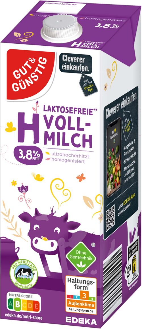 Gut & Günstig Laktosefreie H-Milch 3,8% 1l