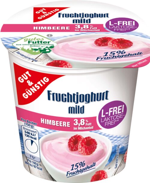 Gut & Günstig Fruchtjoghurt Laktosefrei Himbeere 150g