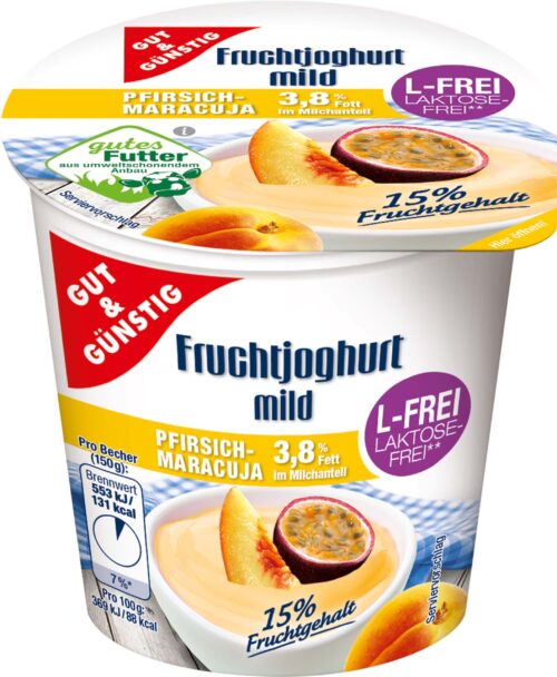 Gut & Günstig Fruchtjoghurt Laktosefrei Pfirsich-Maracuja 150g