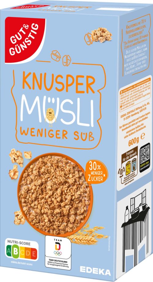Gut & Günstig Knuspermüsli weniger süß 600g
