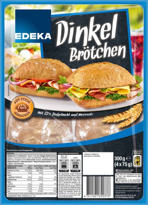 4311501690376 EDEKA Dinkelbrötchen 4St 300g