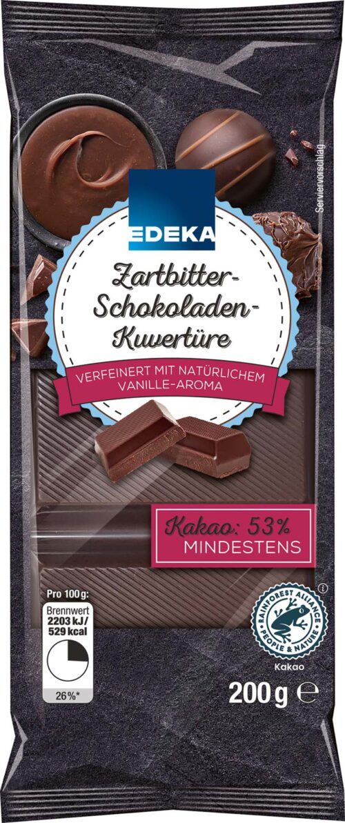 4311501696491 EDEKA Zartbitter Schokoladen Kuvertüre 200g