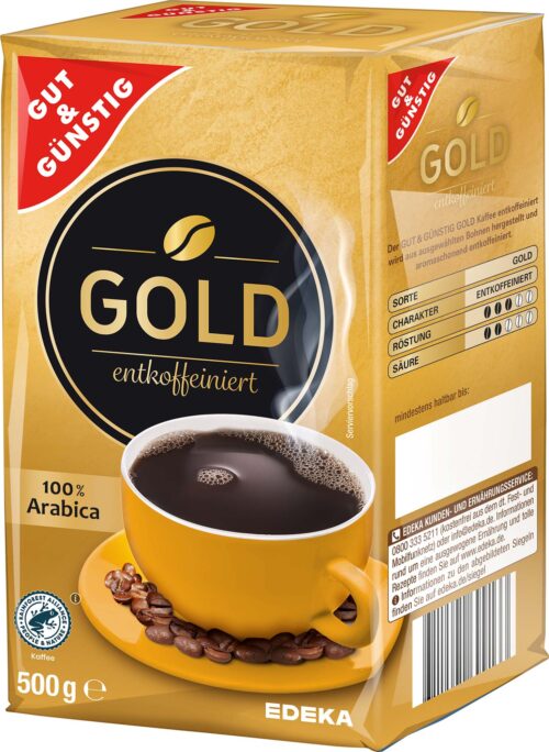 Gut & Günstig Kaffee Gold entkoffiniert 500g
