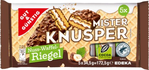 Gut & Günstig Mister Knusper Nuss-Waffel-Riegel 5x34,5g