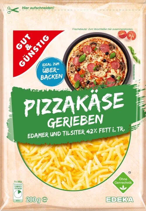 Gut & Günstig Pizzakäse gerieben 42% 250g