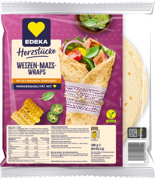 EDEKA Herzstücke Tortilla Wraps Mais 6ST 380g