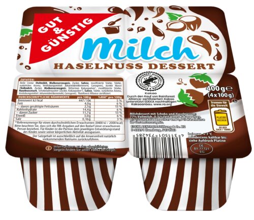 Gut & Günstig Milch-Haselnuss-Dessert 4x100g