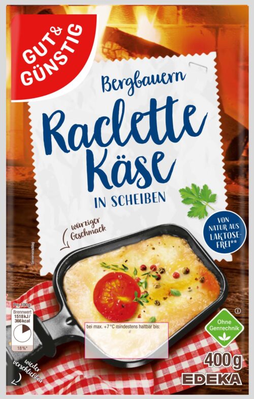 Gut & Günstig Raclette Käse in Scheiben 48% 400g