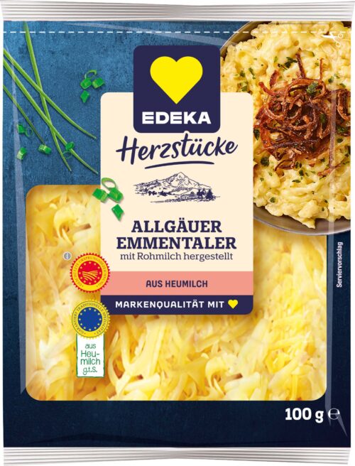 EDEKA Herzstücke Allgäuer Emmentaler gerieben 45% 100g