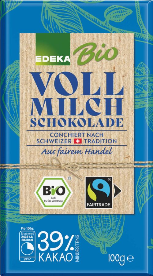 EDEKA Bio Schweizer Vollmilchschokolade 39% 100g