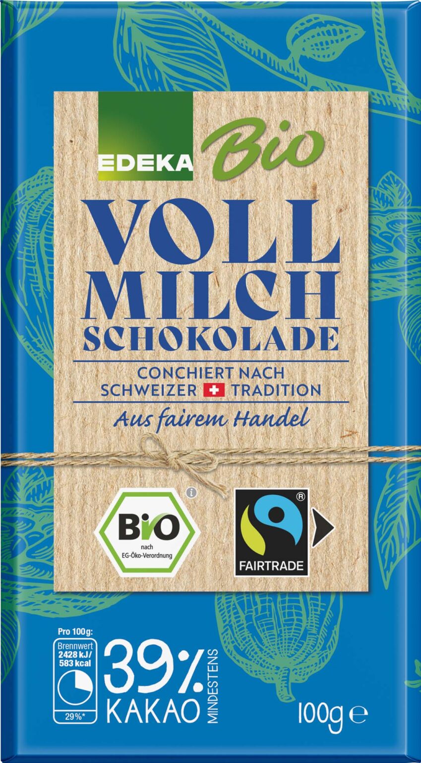 EDEKA Bio Schweizer Vollmilchschokolade 39% 100 g - Olial