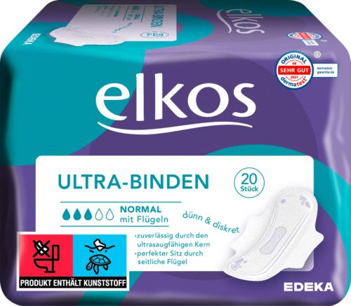 EDEKA elkos Ultra Binden Normal, mit Flügeln 20ST