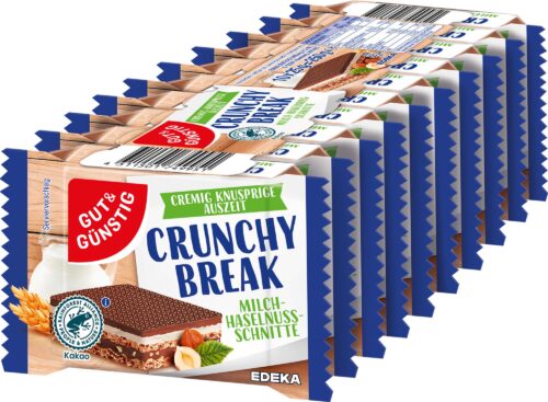 Gut & Günstig Crunchy Break - Milch-Haselnuss-Waffel 10x25g