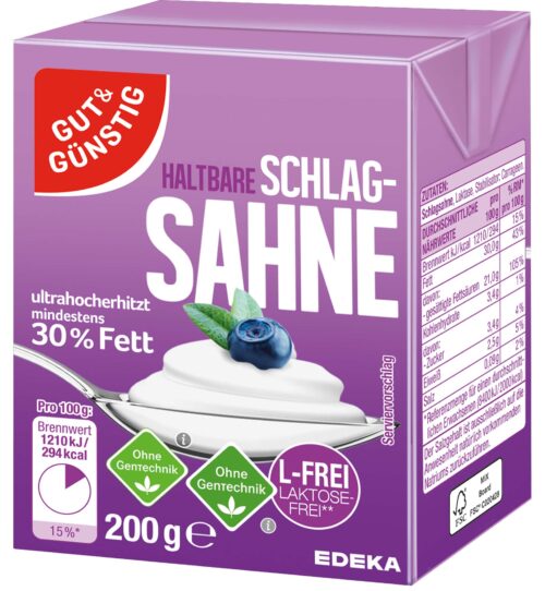 Gut & Günstig H-Sahne laktosefrei 30% 200g