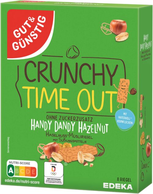 Gut & Günstig Crunchy Time Out Haselnuss Ohne Zucker 8x25g