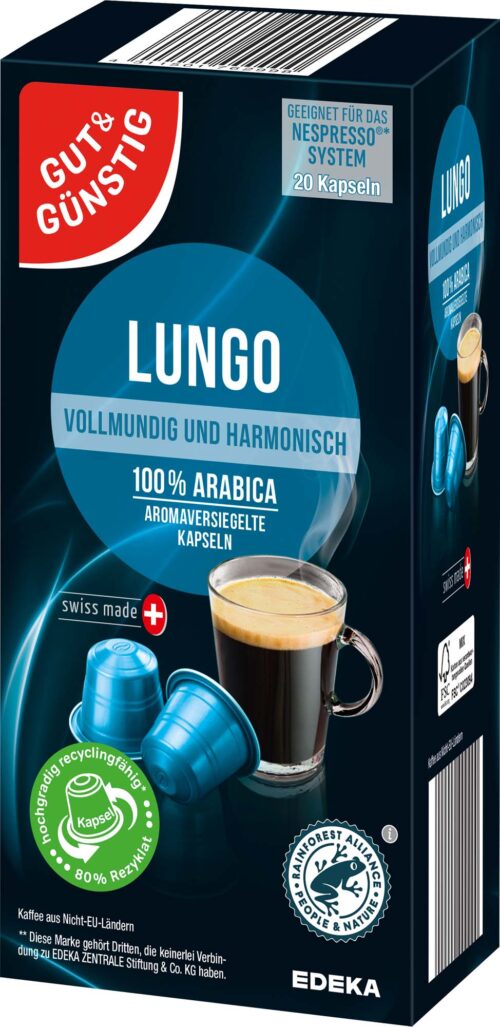 Gut & Günstig Kaffeekapseln Lungo 20St 104g