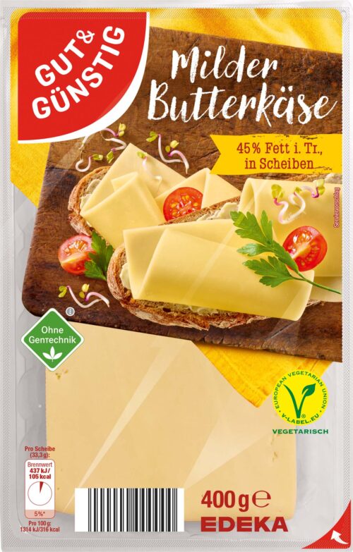 Gut & Günstig Butterkäse in Scheiben 45% 400g