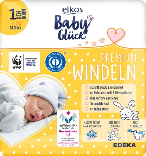 Elkos Windel Gr. 1 Newborn 2-5 kg 28 ST
