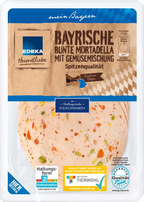 EDEKA Heimatliebe Bayrische bunte Mortadella mit Gemüsemischung 80g