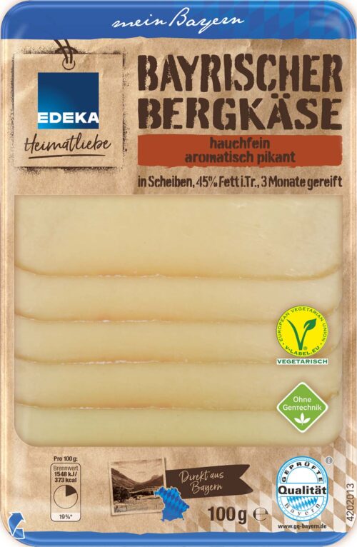 EDEKA Heimatliebe Bergkäse in Scheiben 45% 100g