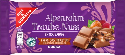Gut & Günstig Alpenrahm Traube-Nuss-Schokolade 100g