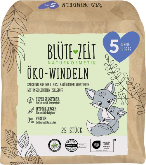 BLÜTE-ZEIT Öko-Windeln Gr. 5 Junior 11-16 kg 25 ST
