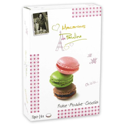 Macarons De Pauline Fraise Pistache Chocolate 72g