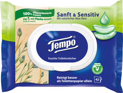 Tempo Sanft & Sensitiv feuchtes Toilettenpapier Aloe Vera 42 Stück