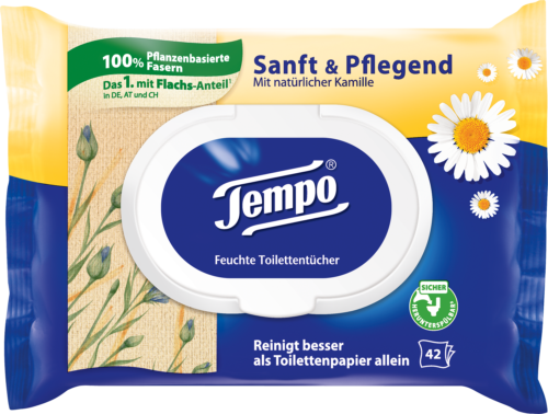 Tempo Sanft & Pflegend feuchtes Toilettenpapier Kamile 42 Blatt