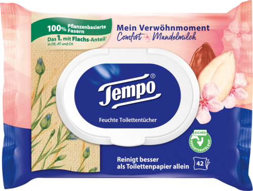 Tempo Mein Verwöhnmoment feuchtes Toilettenpapier Mandelmilch 42 Blatt
