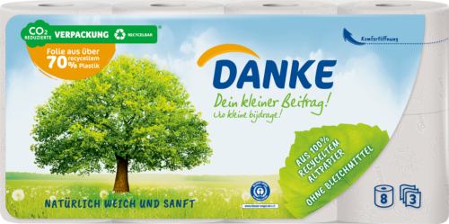 Danke Toilettenpapier 3lagig 8x150Blatt