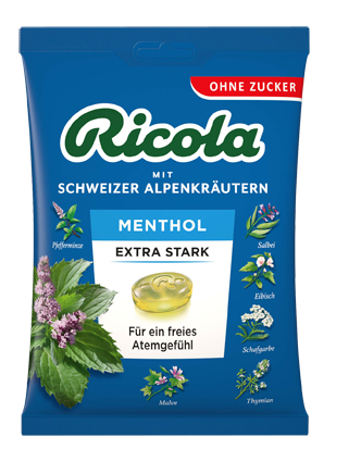 Ricola Menthol extra stark ohne Zucker 75g