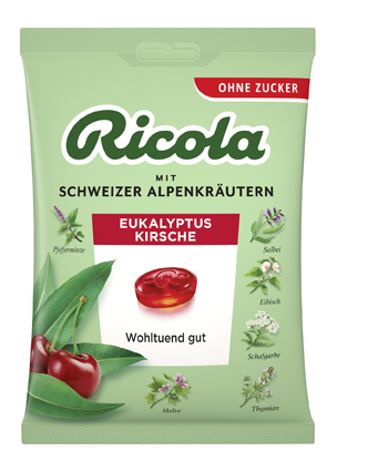 Ricola Eukalyptus Kirsche ohne Zucker 75g