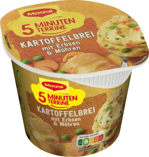 7613037639568 Maggi 5 Minuten Terrine Kartoffelbrei mit Erbsen & Möhren 43g