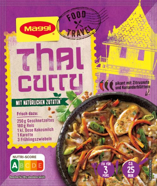 7613038680729 Maggi Food Travel Fix Thai Curry mit Reis 34g