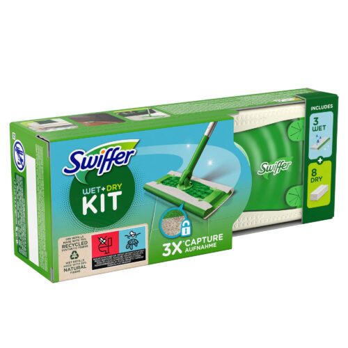 Swiffer Boden Starterset (Bodenstab + 8 Trockentücher + 3 Wet Wischtücher) 12tlg.