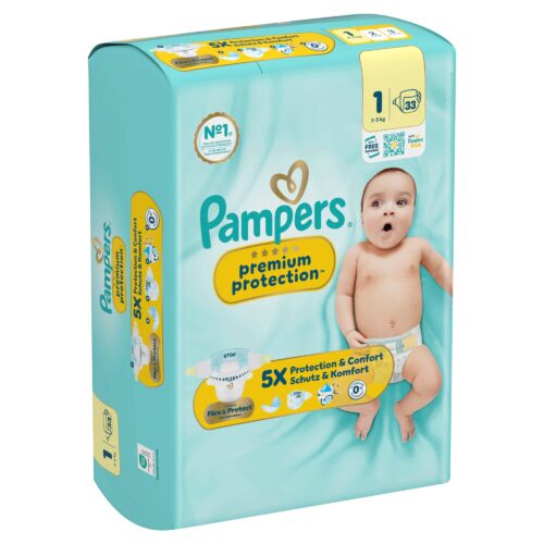 Pampers Windeln Premium Protection Gr. 1 Newborn (2-5 kg), 33 ST