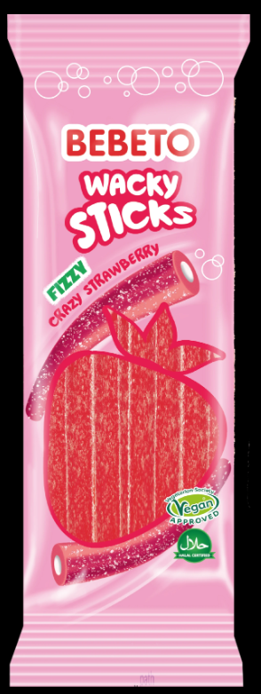 Bebeto Wacky Sticks Crazy Strawberry 180g