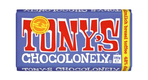 Tony's Chocolonely Dunkle Vollmilchschokolade 42% Brezel Toffee 180g