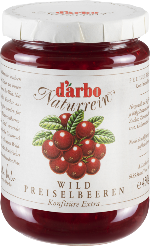 d'arbo Naturrein Wildpreiselbeeren 450g
