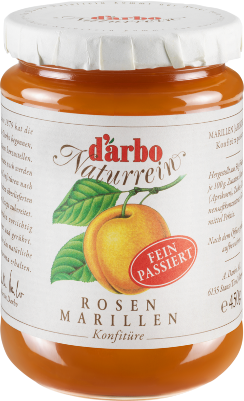 d'arbo Naturrein Rosenmarillen passiert 450g