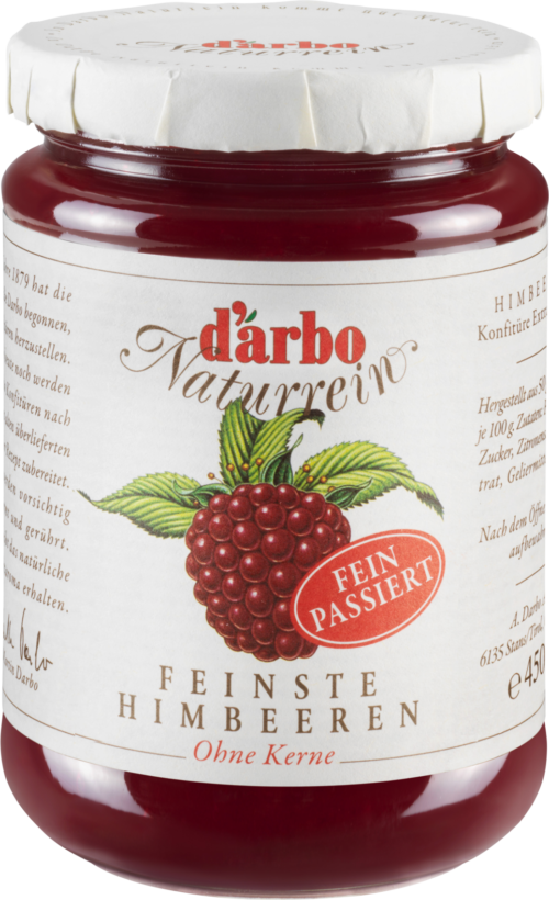 d'arbo Naturrein Himbeeren ohne Kerne passiert 450g